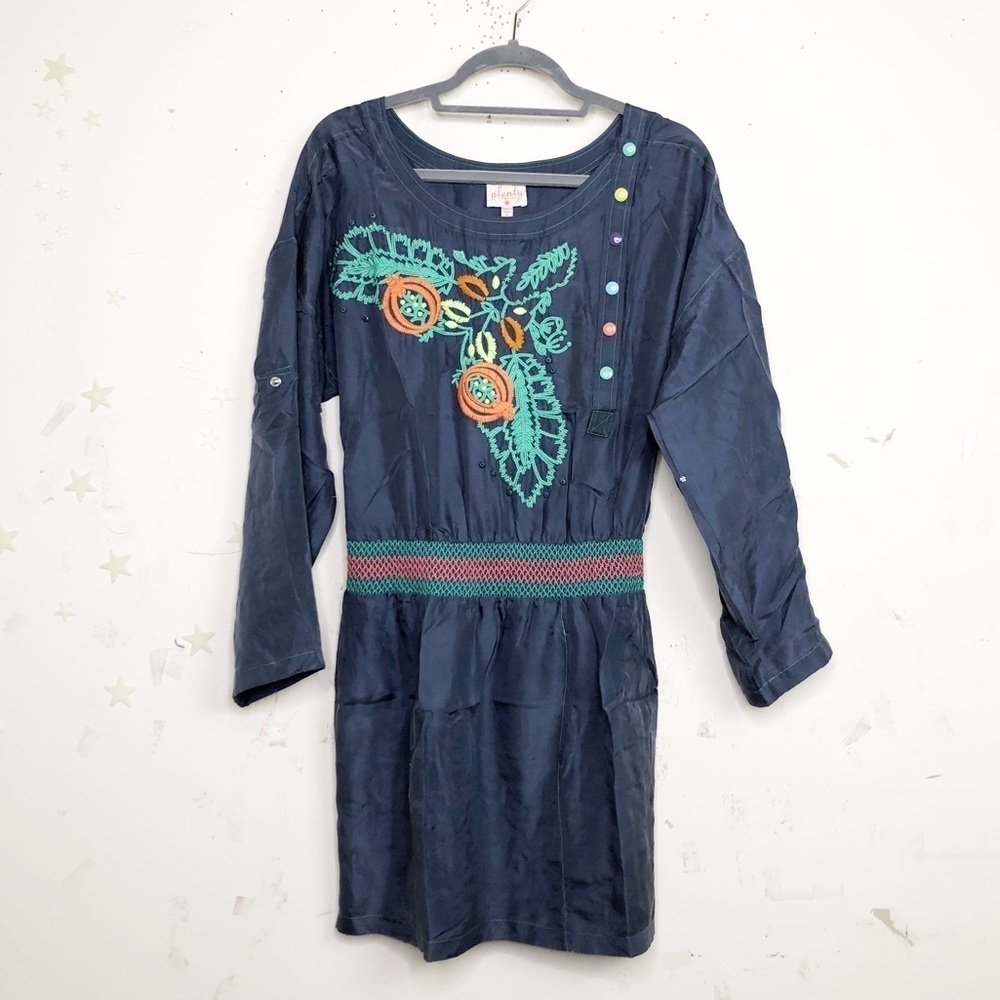 PLENTY by Tracy Reese blue silk embroidered mini dress - Picture 10 of 13